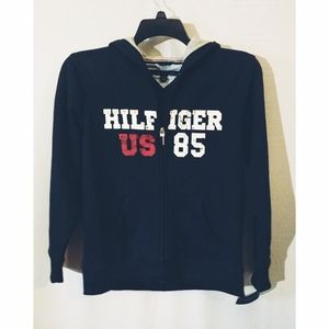 Tommy Hilfiger Boys Hooded Sweatshirt Zip Front Fleece Lined Size Large NWT
